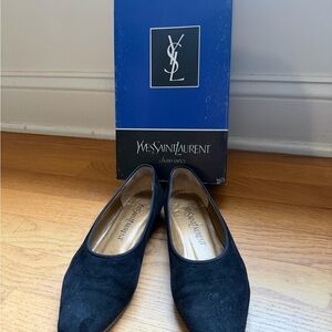 Yves Saint Laurent Black Suede Flats